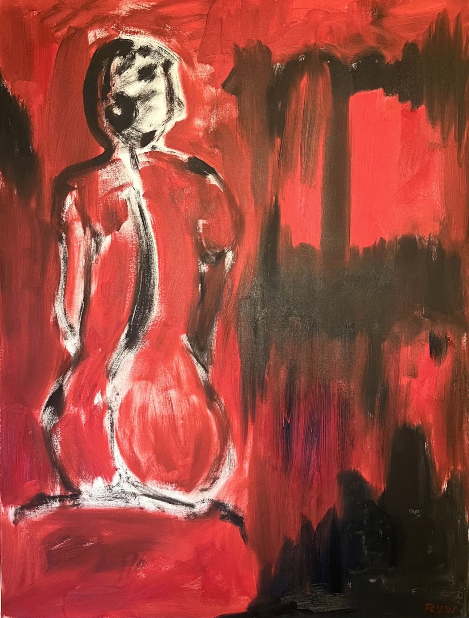 RED ROOM, figurative painting by Robert Van Winkle